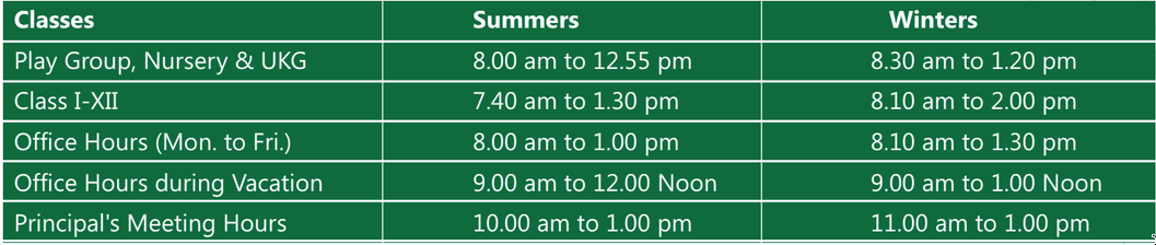 School timings